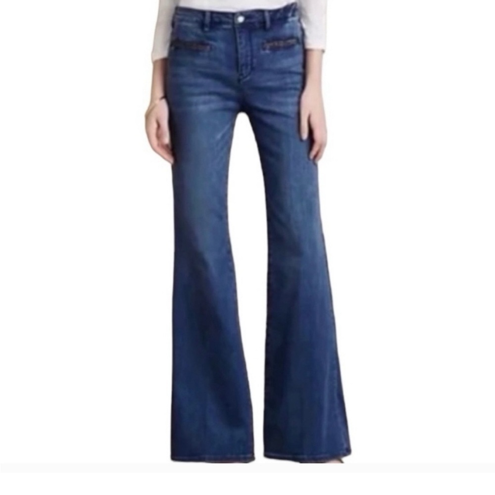 Pilcro & The Letterpress Anthropologie Wide Leg Flare Jeans Short Length - Picture 9 of 9